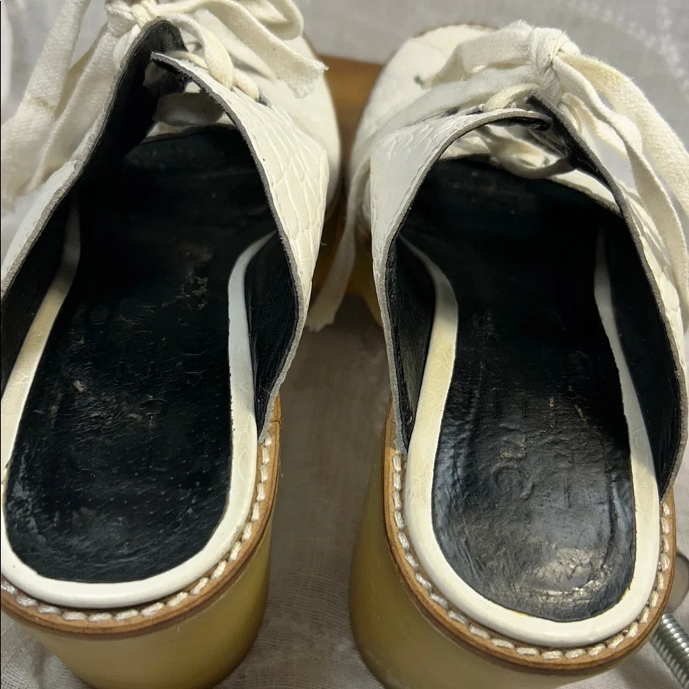 TBA To Be Announced leather lace up heeled sandals